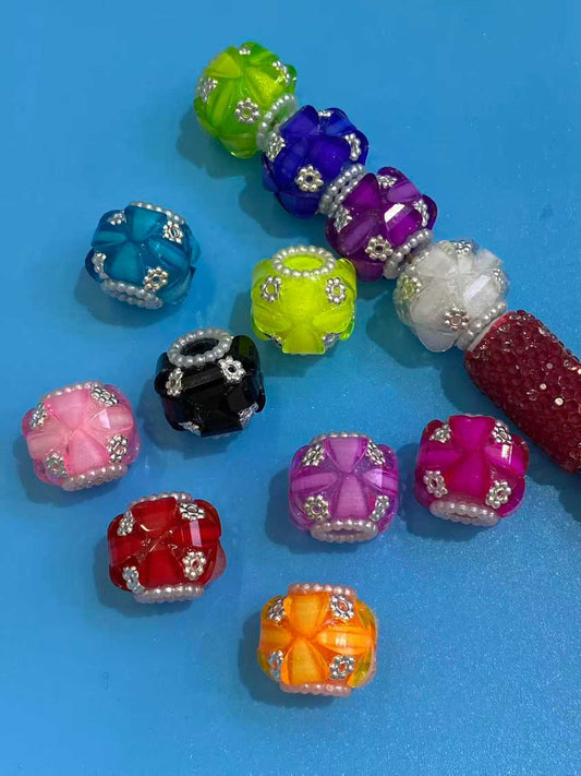 little silver flower fancy beads