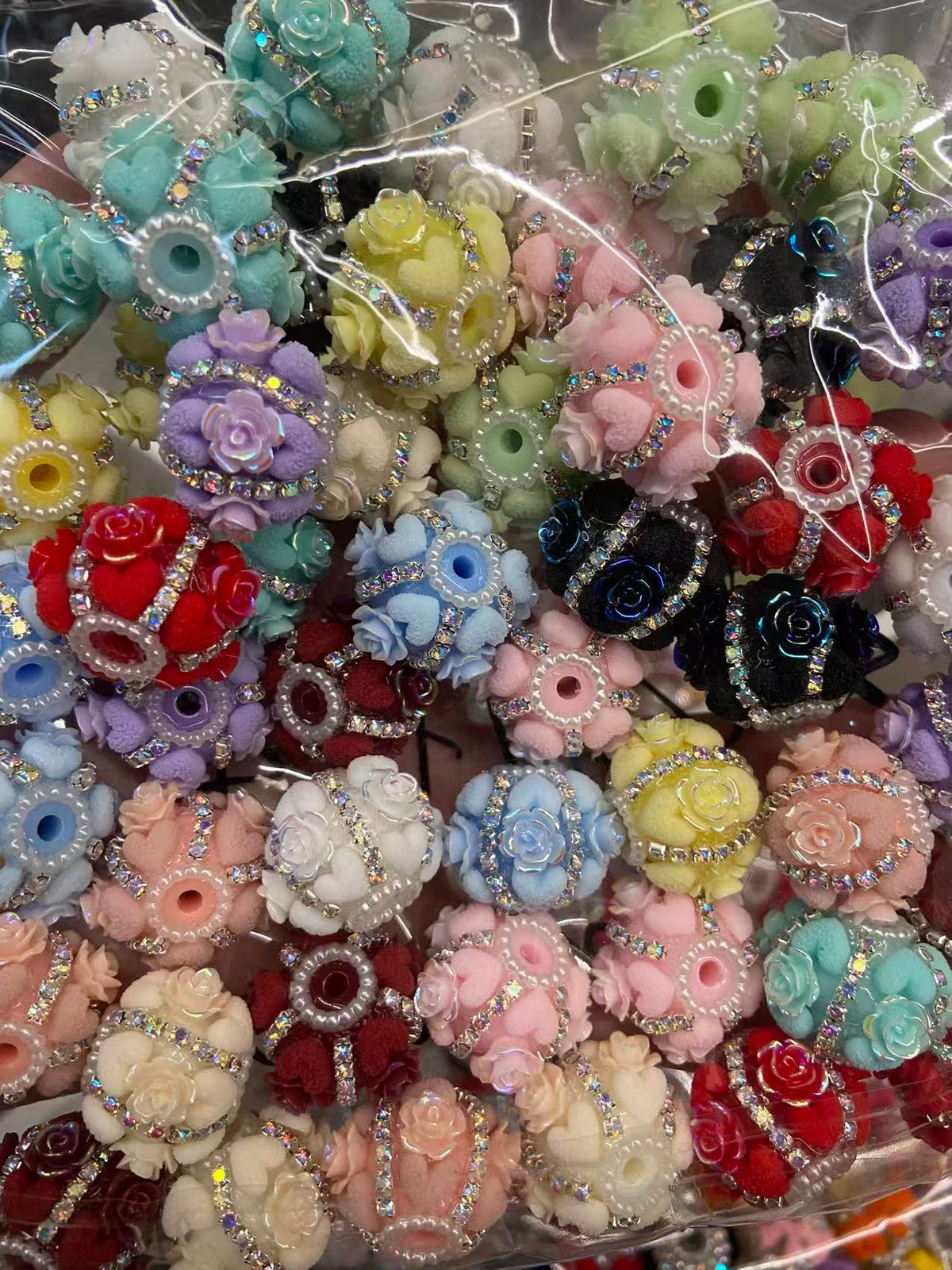 glow flower with heart fancy beads